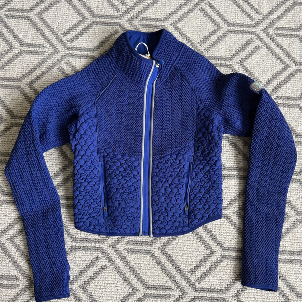 FP Movement by Free People Royal Blue Quilted Knit Zip Jacket